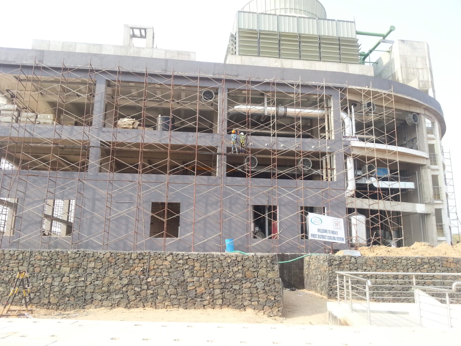 Construction scaffolding on a building